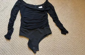 Pink Lily Black Long Sleeve Square Neck Bodysuit thumbnail 1