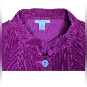 Charter Club Corduroy Jacket Womens Medium Burgundy Button‎ Up Pockets Slim Fit thumbnail 3