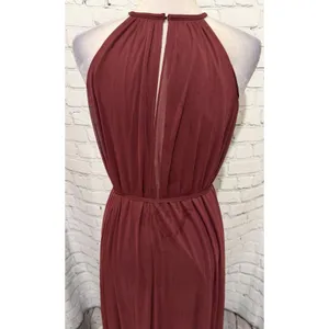 NWT David’s Bridal Soft Mesh Halter Bridesmaid Dress with Slim Sash Wine Maxi 8 thumbnail 6