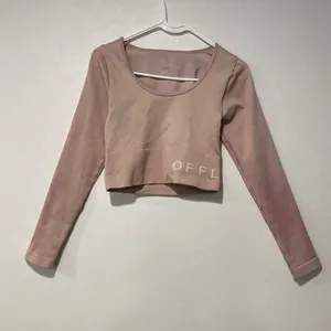 OFFLINE by Aerie Pink Ribbed Long Sleeve Crop Top Women’s S Seamless Active flaw thumbnail 2