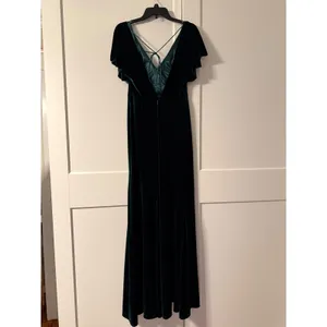 Anthropologie Jenny Yoo Ellis Gown Dark Green Velvet Flutter Sleeve Maxi Dress 4 thumbnail 5