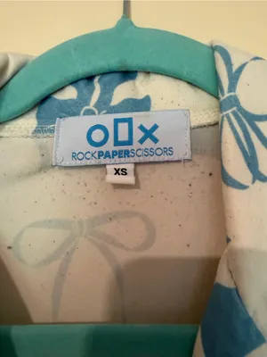 White and Blue Shorts Pajama Set with Bows Size XS thumbnail 2