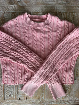 💝Aerie Pink Cable Knit Cropped Sweater💝 ~XS thumbnail 3