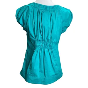 Banana Republic Teal Pleated Blouse Size Small thumbnail 4