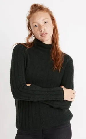 MADEWELL Cozy Evercrest Green Merino Wool Sweater Top thumbnail 1