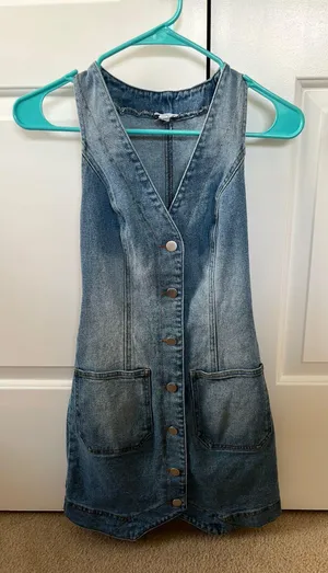 These Three Boutique Vici Dolls Denim Mini Dress With Buckle thumbnail 4
