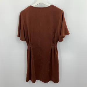 She + Sky Size M Dress Faux Suede Western Boho Southwest Mini Button Front Brown thumbnail 8