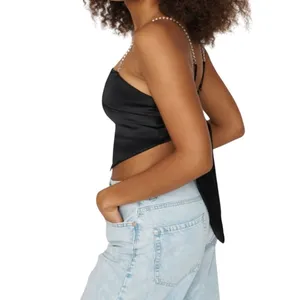 Garage Rhinestone-Strap Scarf Tank Top Black Handkerchief Crop Top Size Small thumbnail 12