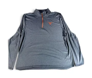 Texas Longhorns Quarter Zip Pullover Men XL Gray Burnt Orange NCAA Performance thumbnail 1