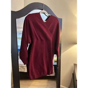 NEW Batwing Sleeve Wrap Knit Backless Pullover Sweater Dress L NO BELT thumbnail 6