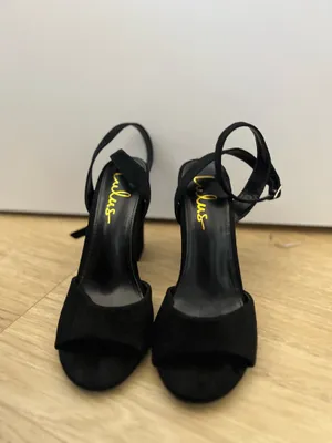 Lulus Black Suede Ankle Strap Heels open toe thumbnail 2