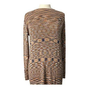 ASOS Design Space Dye‎ Knit Maxi Dress Women Size 14 Brown Long Sleeve Side Slit thumbnail 5