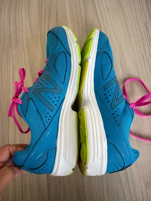 New Balance Teal Blue Sneakers with Hot Pink Accents thumbnail 4