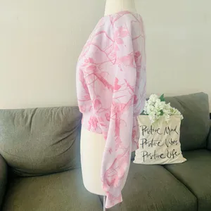 Abercrombie & Fitch Light Pink Camo Sunday Off-Shoulder Sweater thumbnail 3
