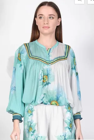 Bl^nk London FINDEL TOP Anthropologie Floral Smocked Watercolor Size Large thumbnail 1