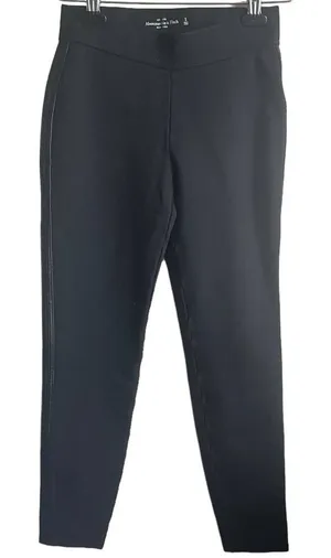 Abercrombie Women Y2K Faux Leather Minimalist Leggings‎ S Black Tuxedo Stripe thumbnail 1