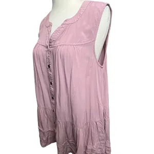 Entro Tunic Tank‎ Top Womens S Pink Sleeveless Button Down Tiered Soft Babydoll thumbnail 3