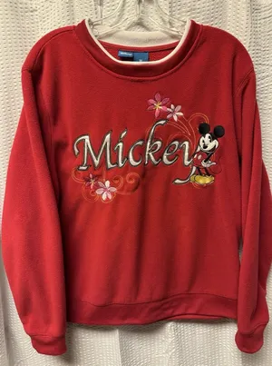 Vintage Disney Brand Women's Red‎ Size M Mickey Embroidered Applique Sweatshirt thumbnail 1