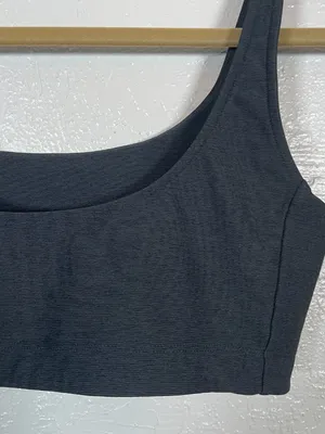 Outdoor Voices Women M Black Micro Stripe Double Time Sports Bra Athleisure thumbnail 6