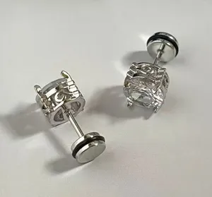 8mm CZ Stud Earrings for Men Women Streetwear Punk Hip Hop Unisex Style thumbnail 1