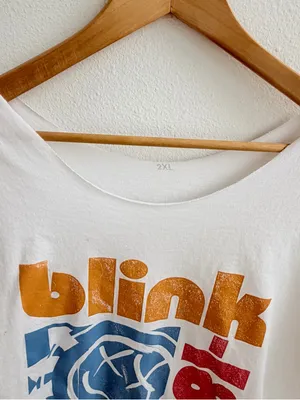 Blink-182 off-the-shoulder white punk tee thumbnail 4