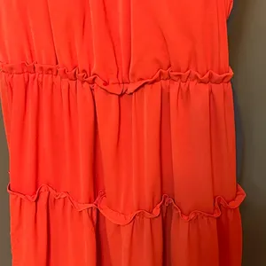 Maxi Dress Halter Boho chic Romantic Tiered Orange M Fairy Cottage Core Festival thumbnail 4