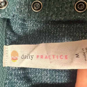 Anthropologie Daily Practice Cropped Waffle Knit Hoodie Teal thumbnail 3