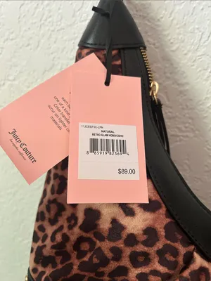 NEW Juicy Couture Retro Glam Boho Leopard Cheetah Shoulder Bag Black Trim thumbnail 4