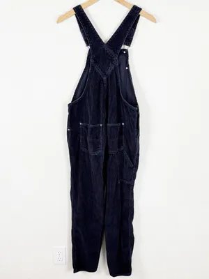 Old Navy Dark Navy Blue Corduroy Overalls thumbnail 3