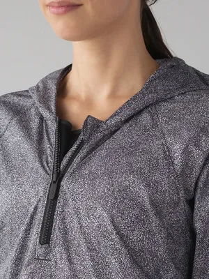 Lululemon I Put A Shell On You 1/4 Zip Hooded Long Sleeve Jacket Black White 10 thumbnail 2