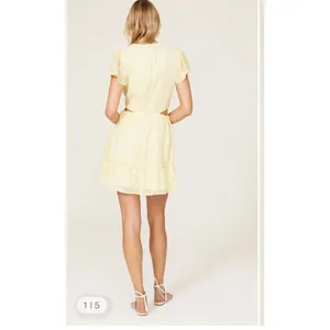 Show Me Your Mumu Merrit Cut Out Mini Dress Yellow Small Short sleeve Floral thumbnail 3