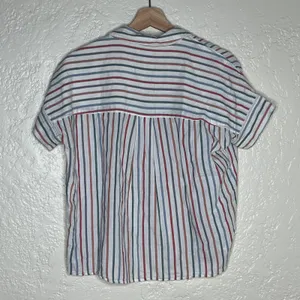 Madewell Women's Park Popover Shirt Rainbow Stripe Palo Multi Antique Cream XS thumbnail 4