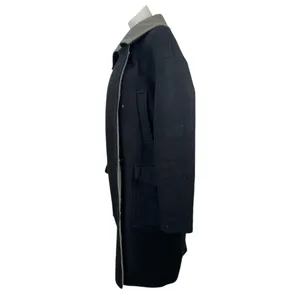 Vero Moda Black Gray Collar Wool Long Sleeve Longlin Trench Coat Jacket Size M thumbnail 2