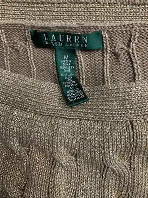 Lauren Ralph Lauren Metallic Gold Cable-Knit Boatneck Sweater Size Medium thumbnail 3