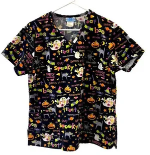 Women's Holiday Scrub Tops Size M Size M thumbnail 1