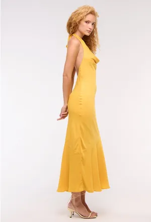 Abercrombie Yellow Cowl Halter Maxi Dress thumbnail 3