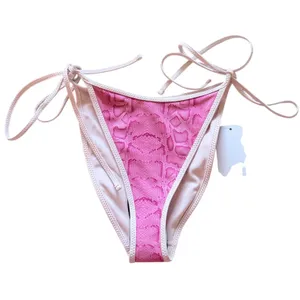 PacSun Swim Eco Pink Snakeskin Side Tie Bikini Bottom Beachwear Size Medium NEW thumbnail 2