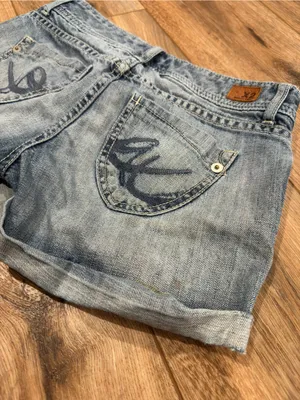 EXPRESS 100% Cotton Vintage 2000s Y2k Low-rise Cuffed Micro Jean Shorts | Sz 0 thumbnail 5