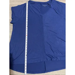 Ava & Viv Womens 3X T-Shirt Cobalt Blue V-Neck Slub Knit High-Low Cuffed Comfort thumbnail 5