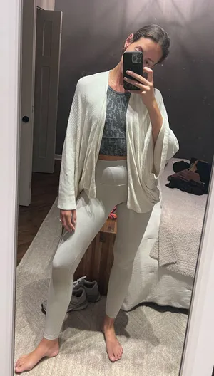 lululemon cream colored wrap Shaw sweater  thumbnail 1