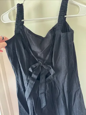 NWT Free People Black Mini Dress with Ruched Straps and A-Line Skirt / A29 thumbnail 3