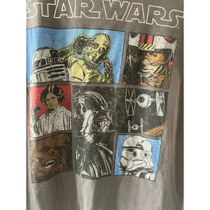 Star Wars Top Women's Medium Gray Graphic Tee Scoop Neck Dart Vader Skywalker thumbnail 3