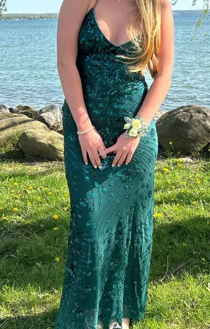 Green Sequin Prom Dress thumbnail 1