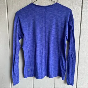Lululemon On The‎ Run Long Sleeve T Shirt Heathered Sapphire Blue thumbnail 4