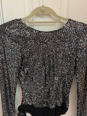 Lulus Shimmering Love Grey Sequined Cowl Back Bodysuit thumbnail 7
