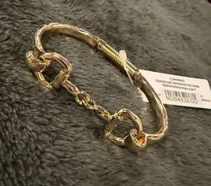 Gold Horsebit hinged Bangle Bracelet - Women Jewelry thumbnail 1