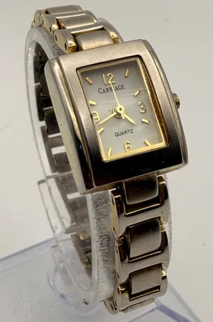 Vintage Timex Carriage Women's Two-Tone Tank Watch Working New Battery thumbnail 1