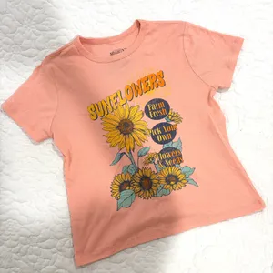Mighty Fine Sunflower Graphic Kids T-Shirt - Peach thumbnail 1