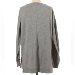 Marled Comfy Cozy Long Sleeve Split Hem Love Sweatshirt Women's Medium‎ Gray thumbnail 2