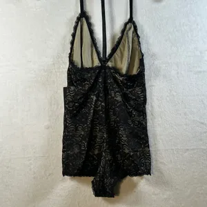 Lulus Black Lace Teddy Bodysuit Sheer V Neck Halter‎ Strap Lingerie Size S thumbnail 7